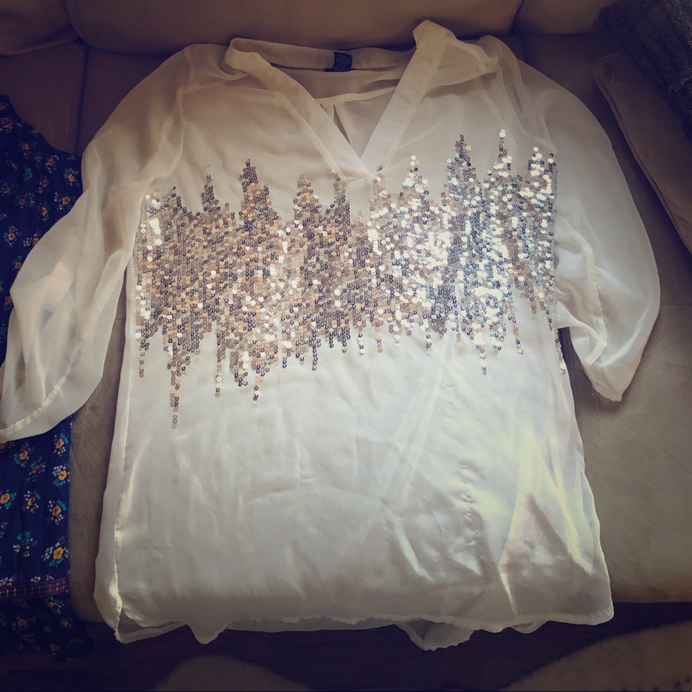 Rue21 Sheer Sequin Blouse L
